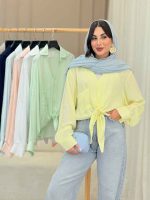 شومیز گره ای تک جیب آیرا کد 6860 - تصویر 5