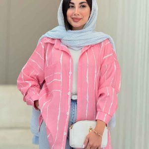 مانتو راه راه تک جیب آیلار کد 6923