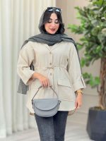 مانتو کمرگت آستین پاگن فرنوش کد 6930 - تصویر 13