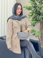 مانتو کتان زاپ دار دو جیب کد 6927 - تصویر 30