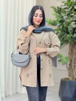 مانتو کتان زاپ دار دو جیب کد 6927 - تصویر 10