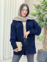 مانتو کتان زاپ دار دو جیب کد 6927 - تصویر 8