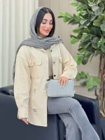 مانتو کتان زاپ دار دو جیب کد 6927 - تصویر 5