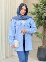 مانتو کتان زاپ دار دو جیب کد 6927 - تصویر 2