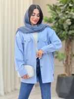 مانتو کتان زاپ دار دو جیب کد 6927 - تصویر 12