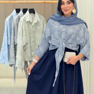 شومیز طرح دار گره ای کد 6899