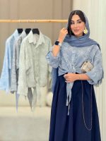 شومیز طرح دار گره ای کد 6899 - تصویر 5