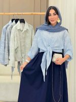 شومیز طرح دار گره ای کد 6899 - تصویر 12