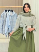 شومیز طرح دار گره ای کد 6899 - تصویر 2