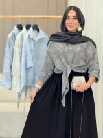 شومیز طرح دار گره ای کد 6899 - تصویر 14