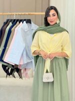 شومیز گره ای تک جیب آستین پاگن کد 6948 - تصویر 14