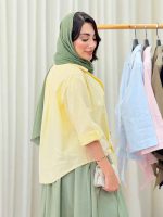 شومیز گره ای تک جیب آستین پاگن کد 6948 - تصویر 11