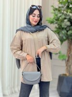 مانتو کتان جیب دکمه زیوا کد 6928 - تصویر 8