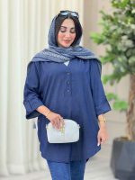 مانتو یقه سه دکمه آستین پاگن کد 6962 - تصویر 7