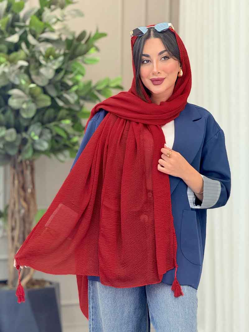 شال پلیسه منگوله دار شبنم کد 5362 شال پلیسه منگوله دار شبنم کد 5362