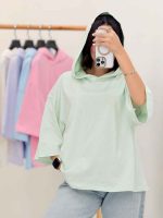 تیشرت باکسی کلاه دار کد 6966 - تصویر 8