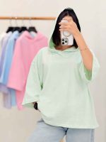 تیشرت باکسی کلاه دار کد 6966 - تصویر 3