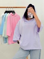 تیشرت باکسی کلاه دار کد 6966
