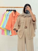 مانتو برش دار سر آستین دکمه کد 6973 - تصویر 18