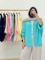 مانتو بغل چاک تک جیب جیهان کد 6947 - تصویر 8