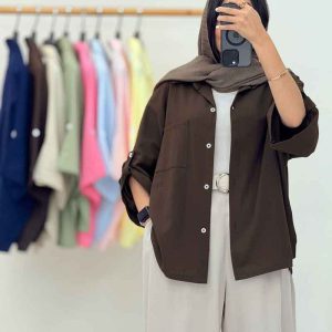 مانتو بغل چاک تک جیب جیهان کد 6947