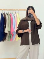 مانتو بغل چاک تک جیب جیهان کد 6947 - تصویر 10