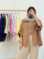 مانتو بغل چاک تک جیب جیهان کد 6947 - تصویر 26