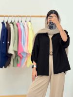 مانتو بغل چاک تک جیب جیهان کد 6947 - تصویر 4