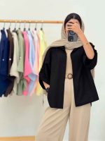 مانتو بغل چاک تک جیب جیهان کد 6947 - تصویر 18