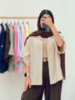 مانتو بغل چاک تک جیب جیهان کد 6947 - تصویر 9