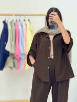 مانتو بغل چاک تک جیب جیهان کد 6947 - تصویر 29