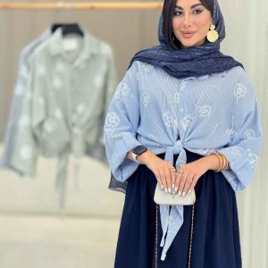 شومیز گره ای طرح گل کد 7038