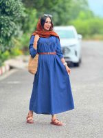 پیراهن جین چین دار کد 7035