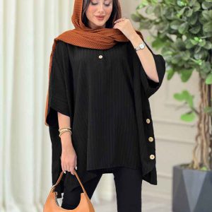 مانتو پانچ مشکی آزاده کد 7064