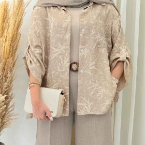 مانتو پانچ طرح دار تک جیب کد 7046