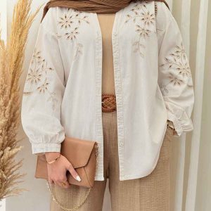 مانتو گلدوزی آفتاب گردان کد 7079