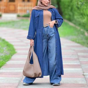 مانتو بلند دو جیب پیله کد 7088