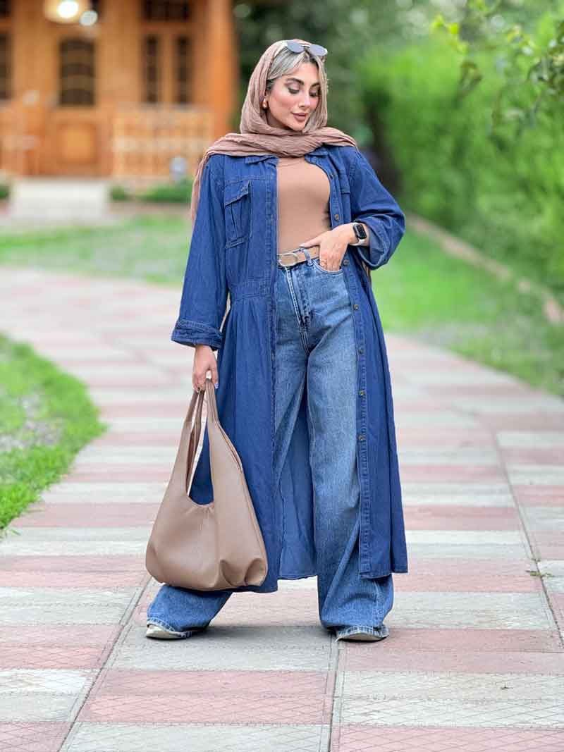 مانتو بلند دو جیب پیله کد 7088 مانتو بلند دو جیب پیله کد 7088