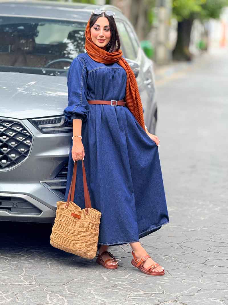 پیراهن بلند جین کد 7087 پیراهن بلند جین کد 7087