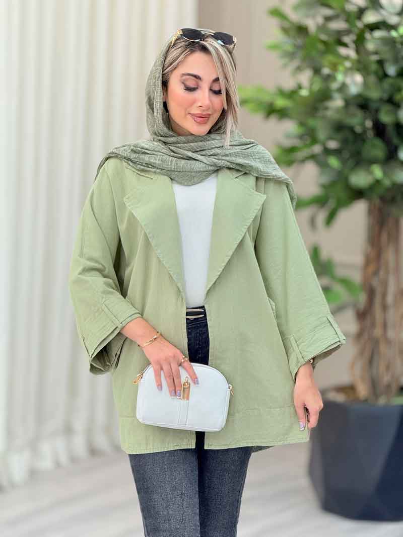 مانتو پانچ کمرگت آسمان کد 6879 مانتو پانچ کمرگت آسمان کد 6879
