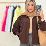 شومیز پایین هلال دو جیب شادی کد 7125