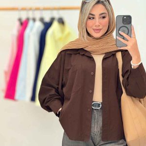 شومیز پایین هلال دو جیب شادی کد 7125