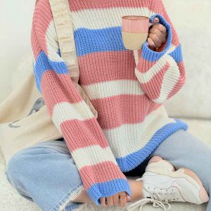 بافت یقه گرد راه راه کد 7213