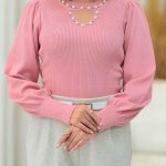 بافت یقه مثلثی نگین دار کد 7155