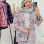 پالتو چهارخونه آستین پاگن کد 7229
