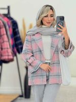 پالتو چهارخونه آستین پاگن کد 7229