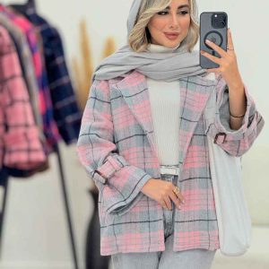 پالتو چهارخونه آستین پاگن کد 7229