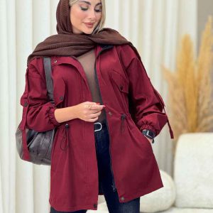 بارانی کلاه دار بغل سه دکمه کد 7135