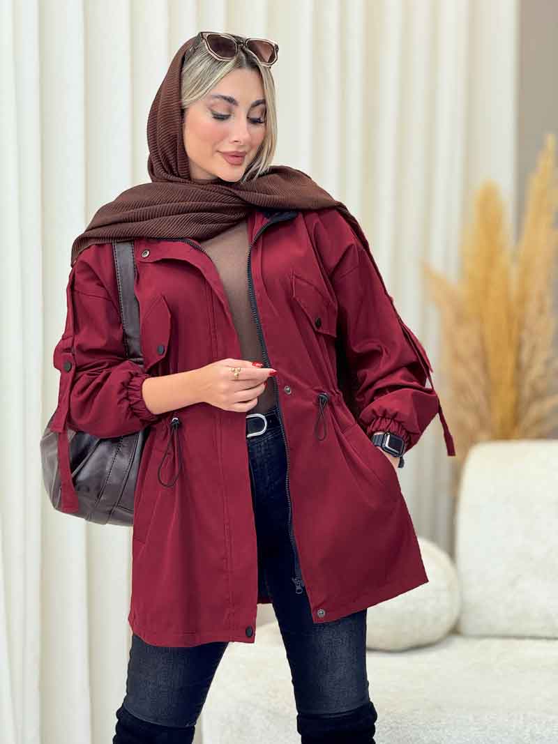 بارانی کلاه دار بغل سه دکمه کد 7135 بارانی کلاه دار بغل سه دکمه کد 7135