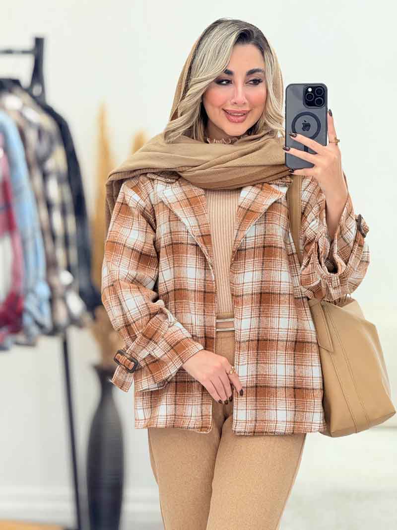 شکت چهارخونه دو جیب شبنم کد 7413 شکت چهارخونه دو جیب شبنم کد 7413